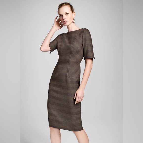 Brooks Brothers Glen Brown & Black Plaid Sheath Dress - Picture 1 of 16